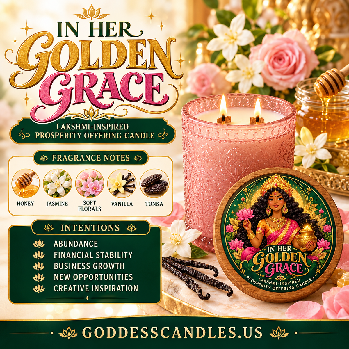 In Her Golden Era| Lakshmi-Inspired Prosperity Offering & Intention Candle